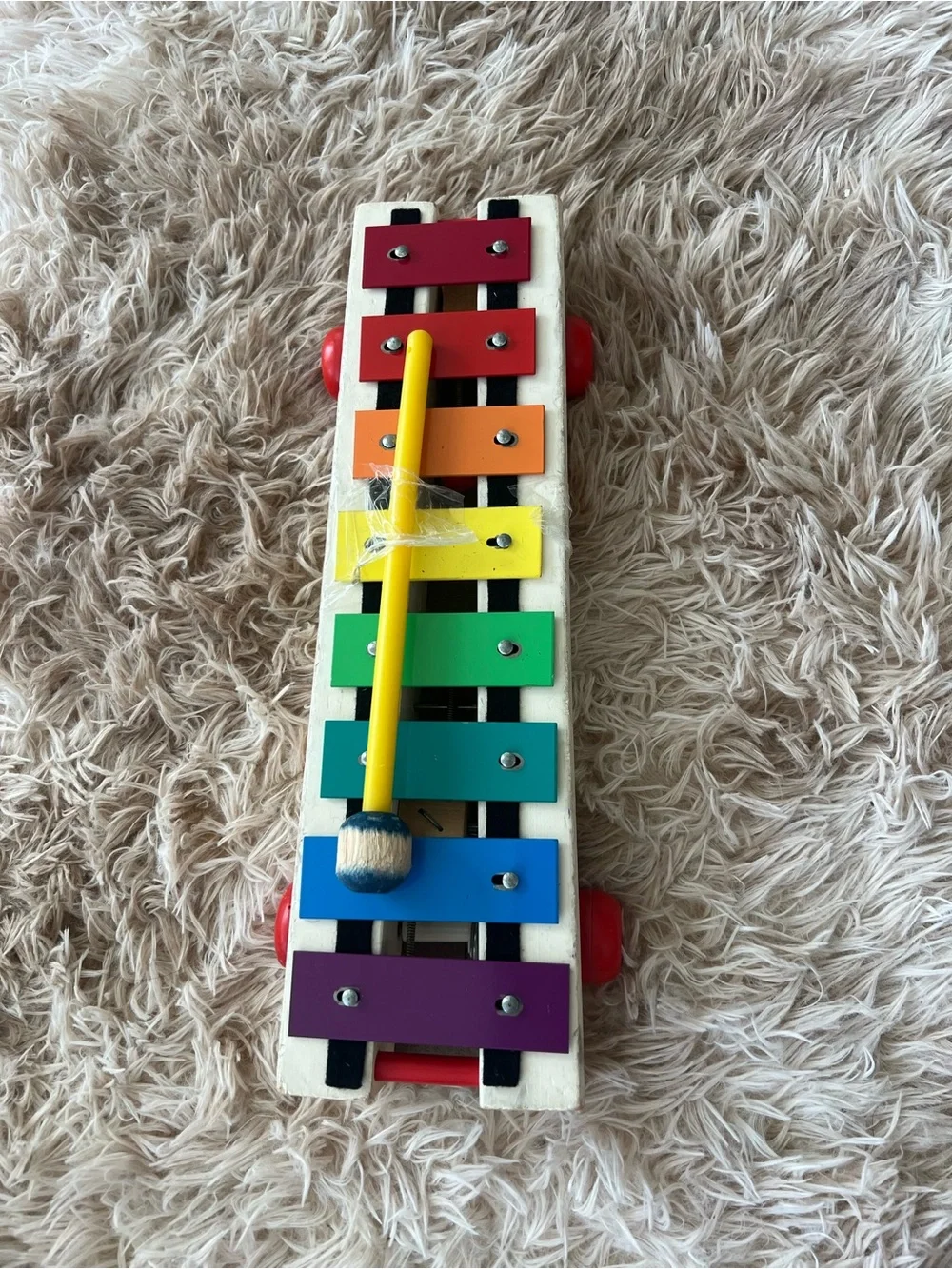 Vintage 60s Fisher Price Pull-a-Tune Wood & Metal Xylophone w/Malet. Work great